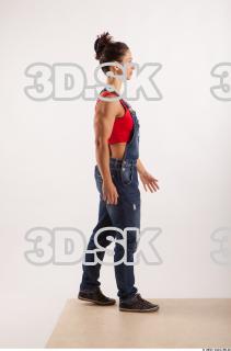 Walking pose blue jeans red singlet of Rebecca 0008